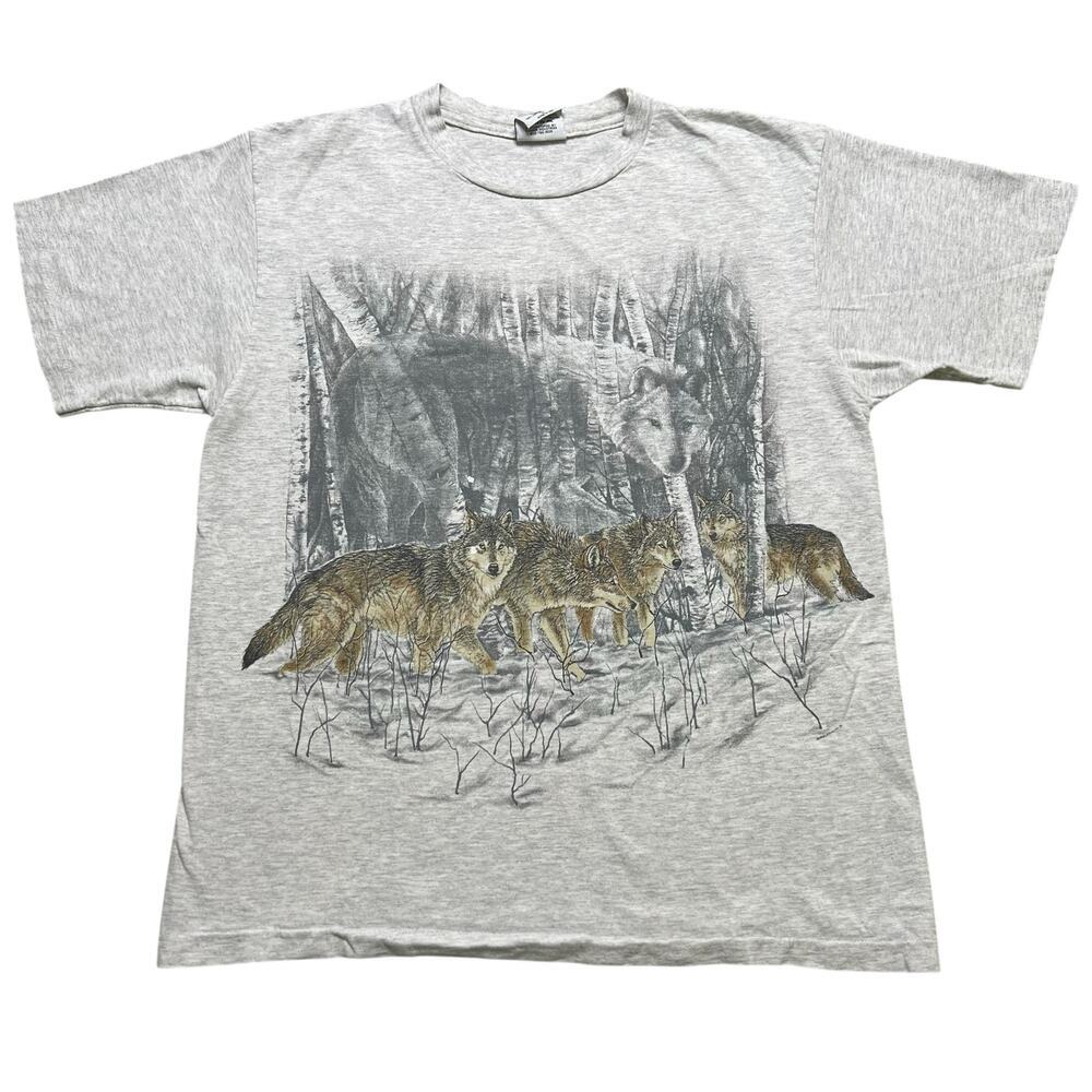 Vintage Turner Originals Wolf Pack T-Shirt Men's L Made in USA Nature Animal